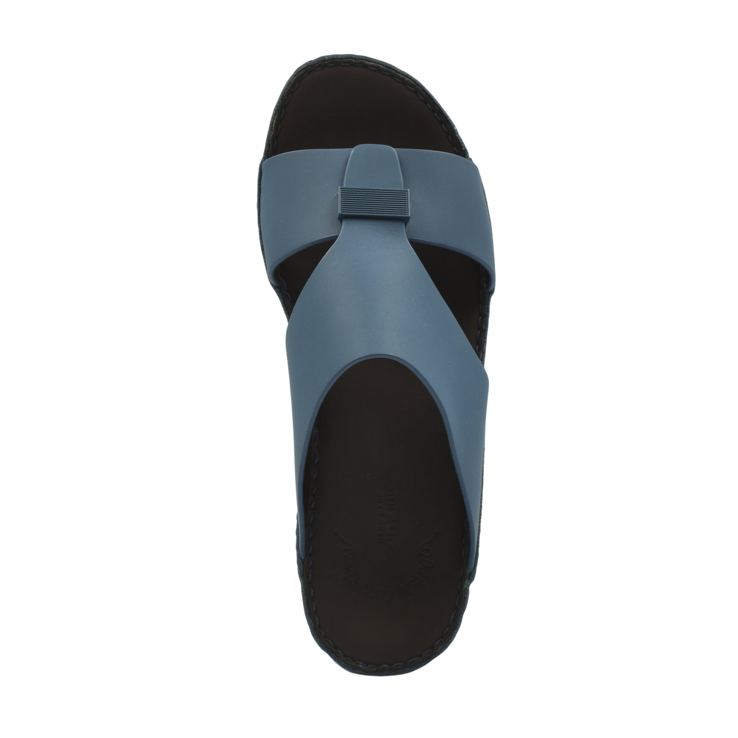 Top view of blue Cerchio Gomato sandals with black sole from Private Collection