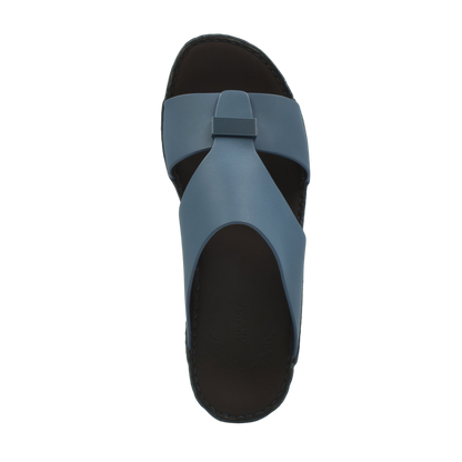 Top view of blue Cerchio Gomato sandals with black sole from Private Collection