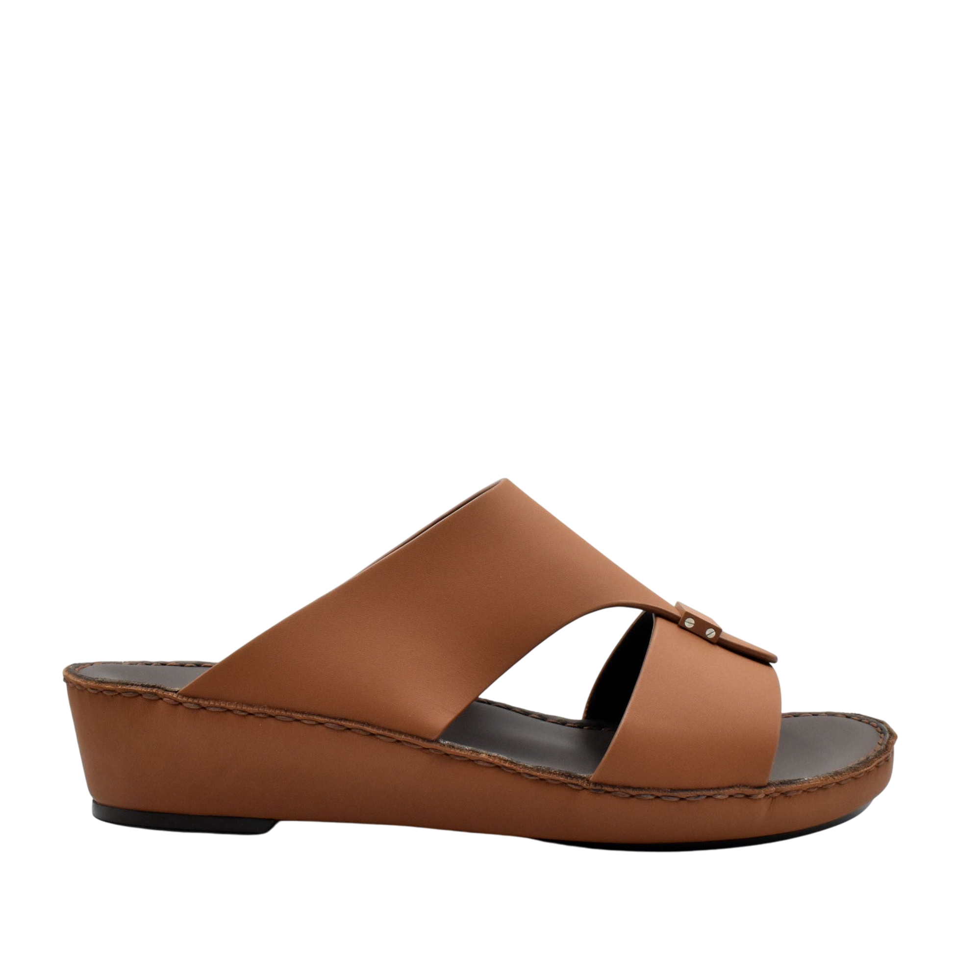 Brown leather Cerchio Gomato sandals with wedge heel and open toe design from Private collection