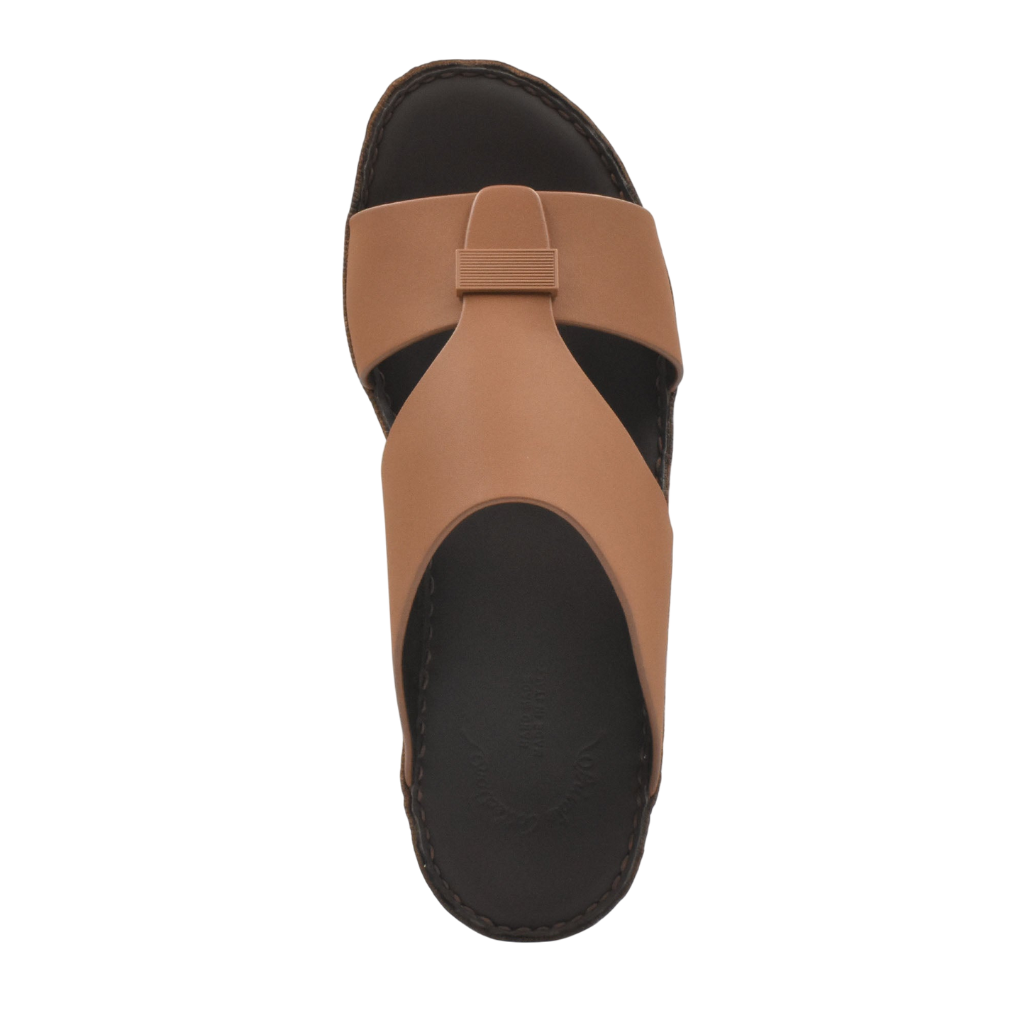 Top view of brown Cerchio Gomato sandals with black sole from Private collection
