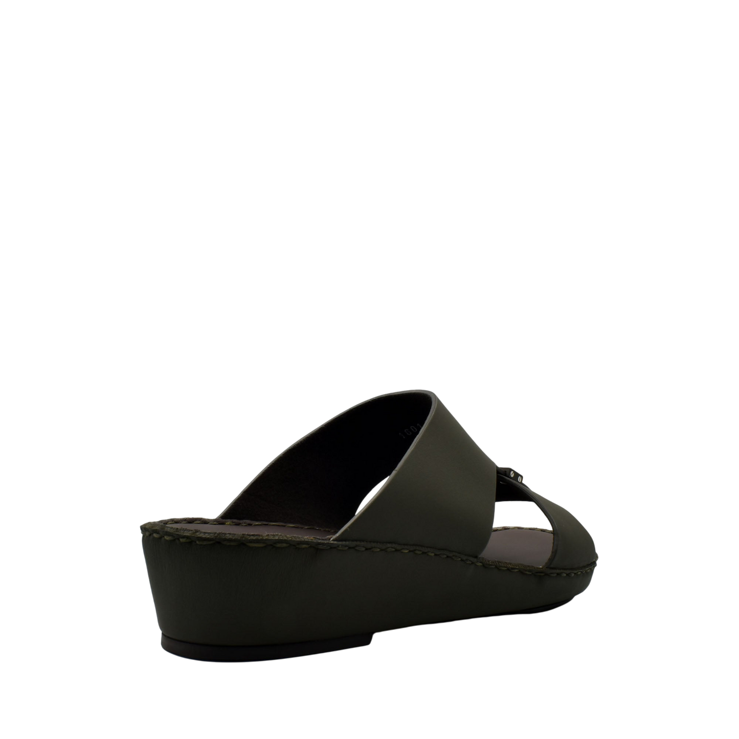 Side view of dark brown Cerchio Gomato sandals with wedge sole and open toe design