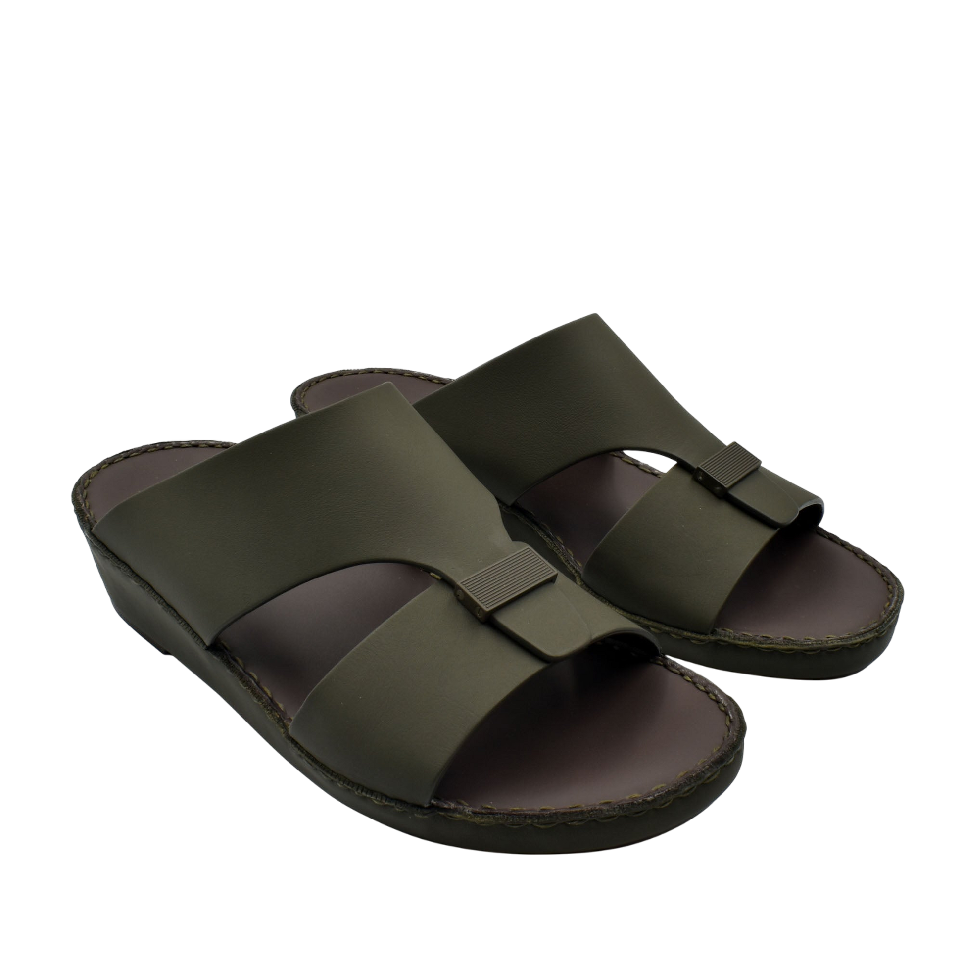 Olive green Cerchio Gomato sandals with wide straps and cushioned soles for comfortable wear