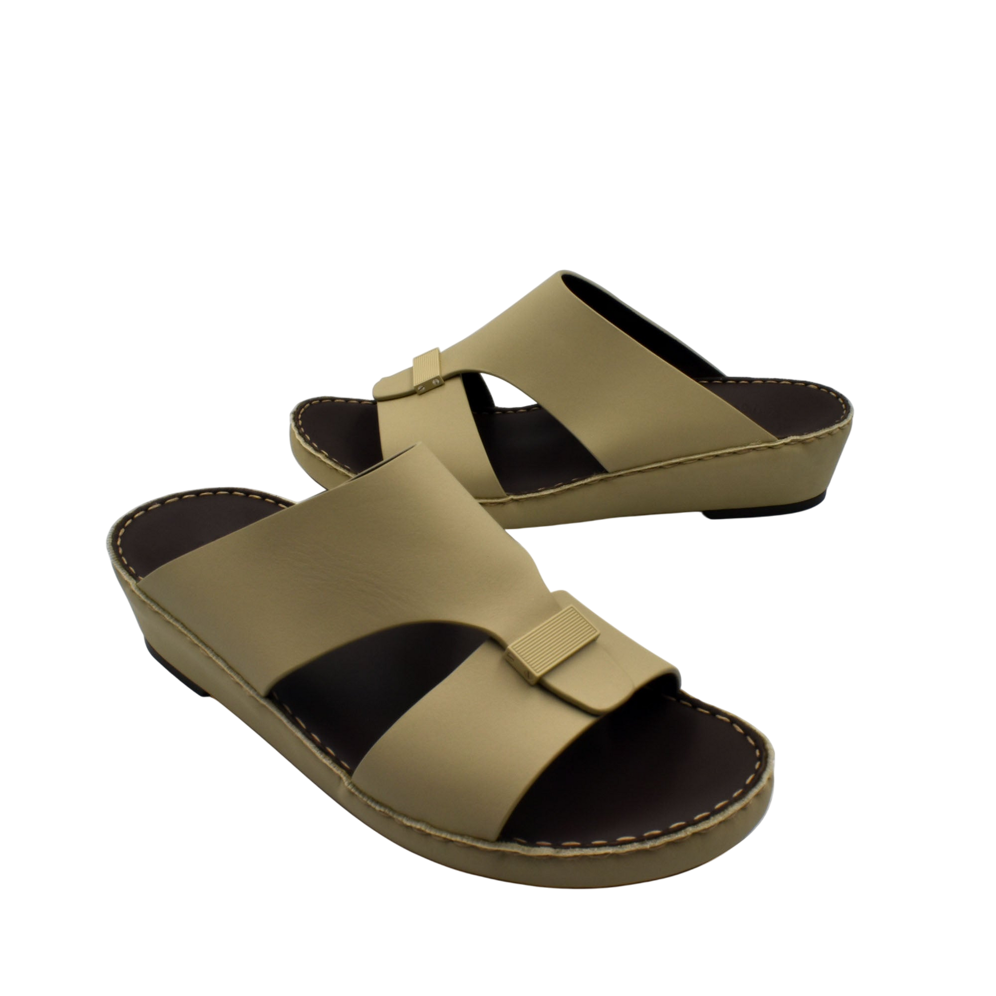 Beige Cerchio Gomato sandals with cross straps and cushioned sole from Private collection