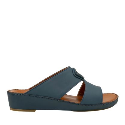Blue Peninsula Taglio sandals with open toe and wedge heel in leather from Private collection