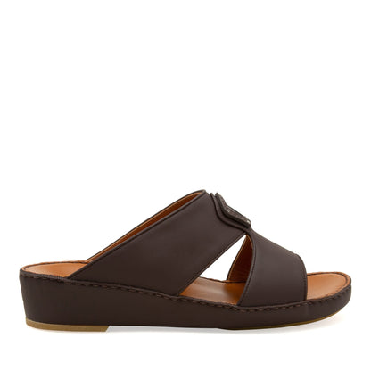 Brown Peninsula Taglio sandals with open toe and low wedge heel in leather design