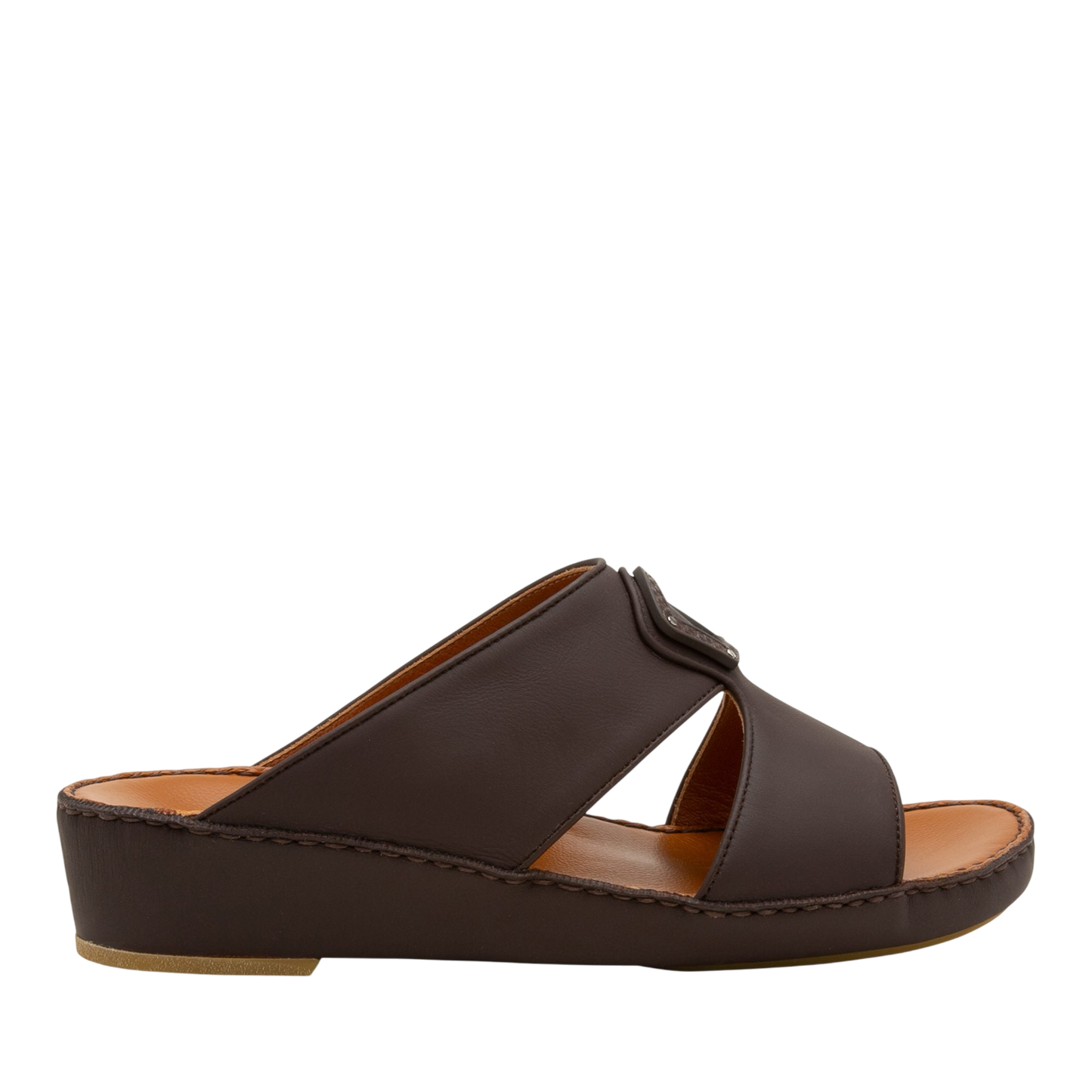Brown Peninsula Taglio sandals with open toe and low wedge heel in leather design