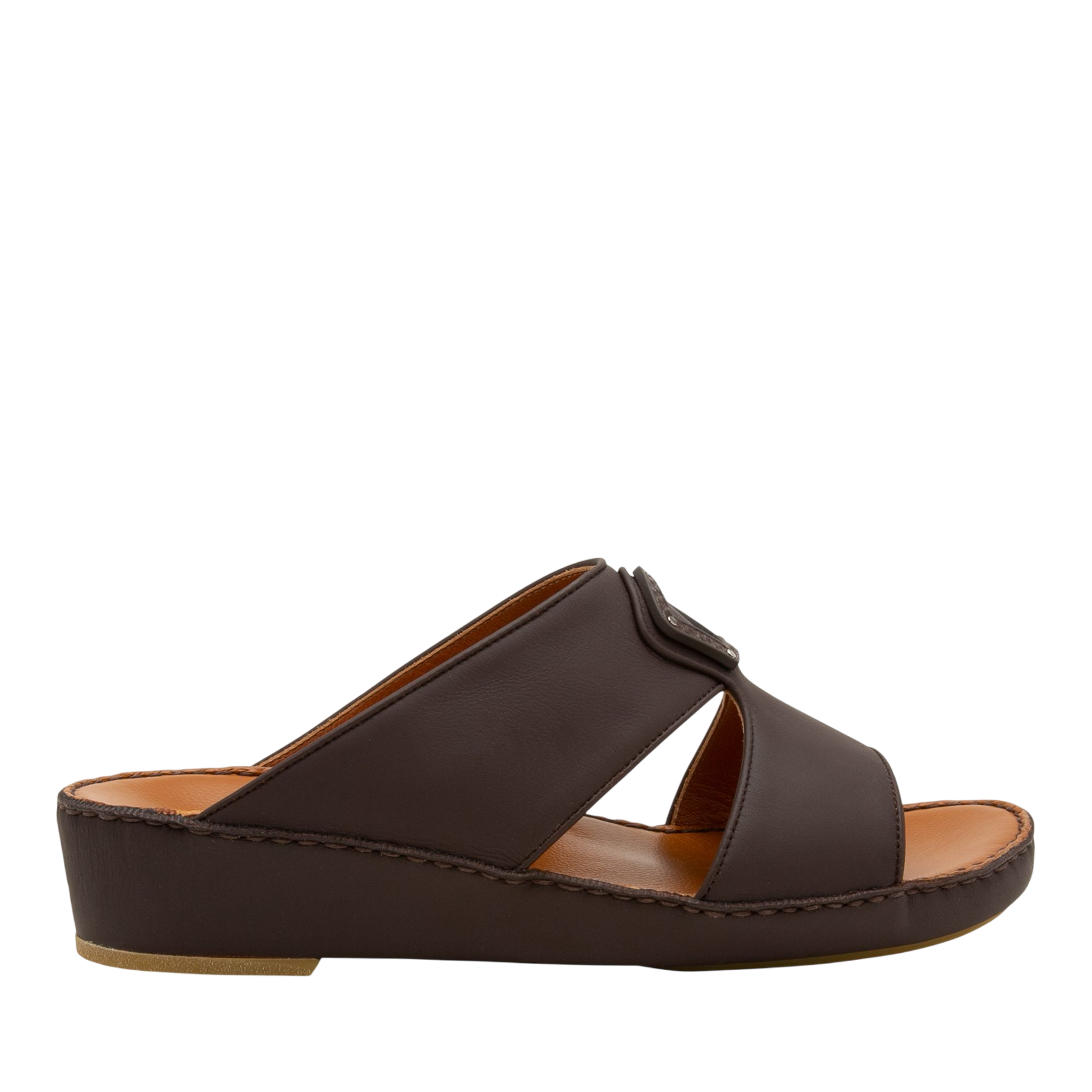 Brown Peninsula Taglio sandals with open toe and low wedge heel in leather design