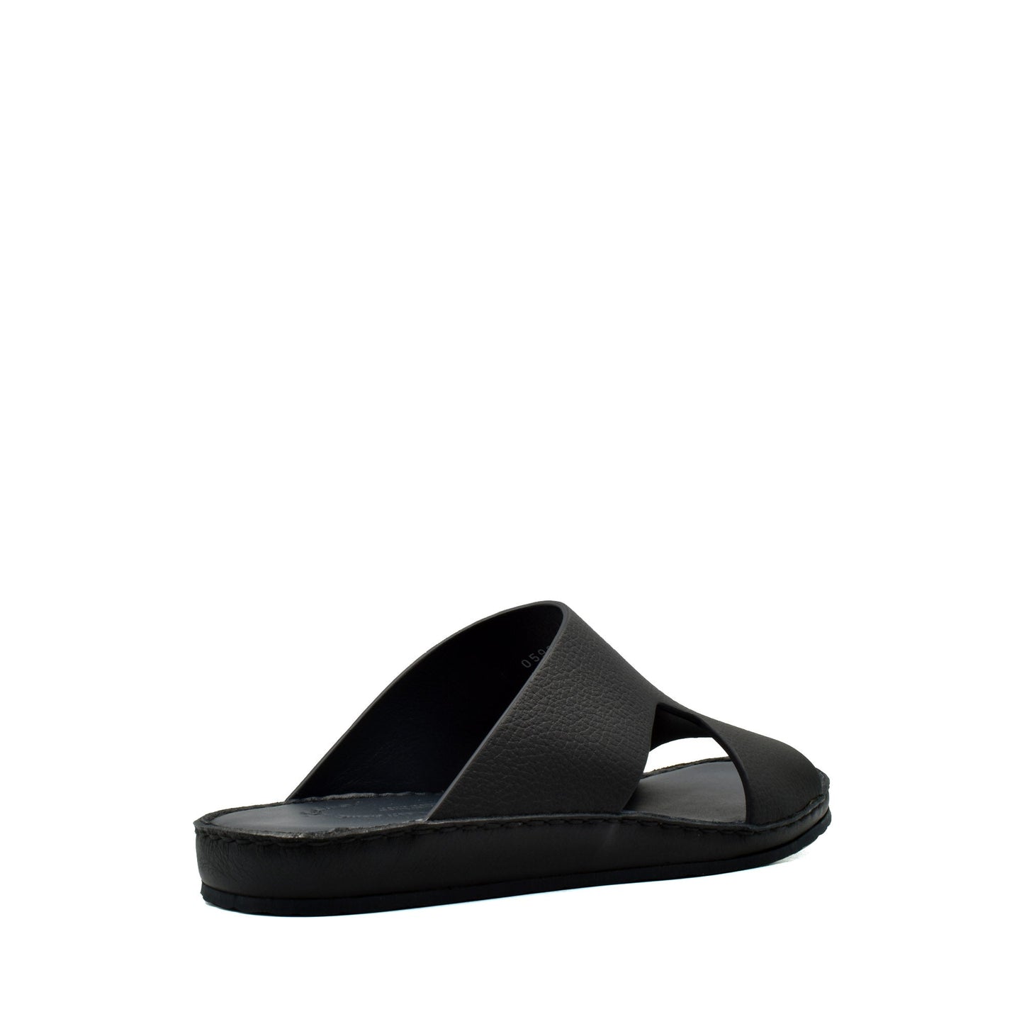 Black Western leather sandals with open toe and slip-on design from Private Collection
