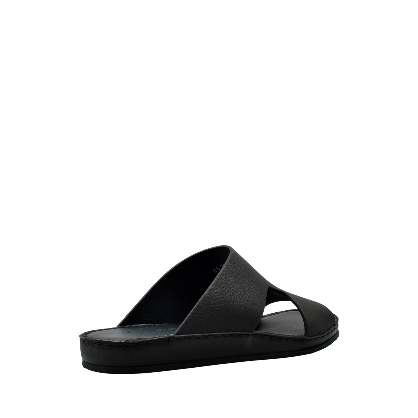 Black Western leather sandals with open toe and slip-on design from Private Collection