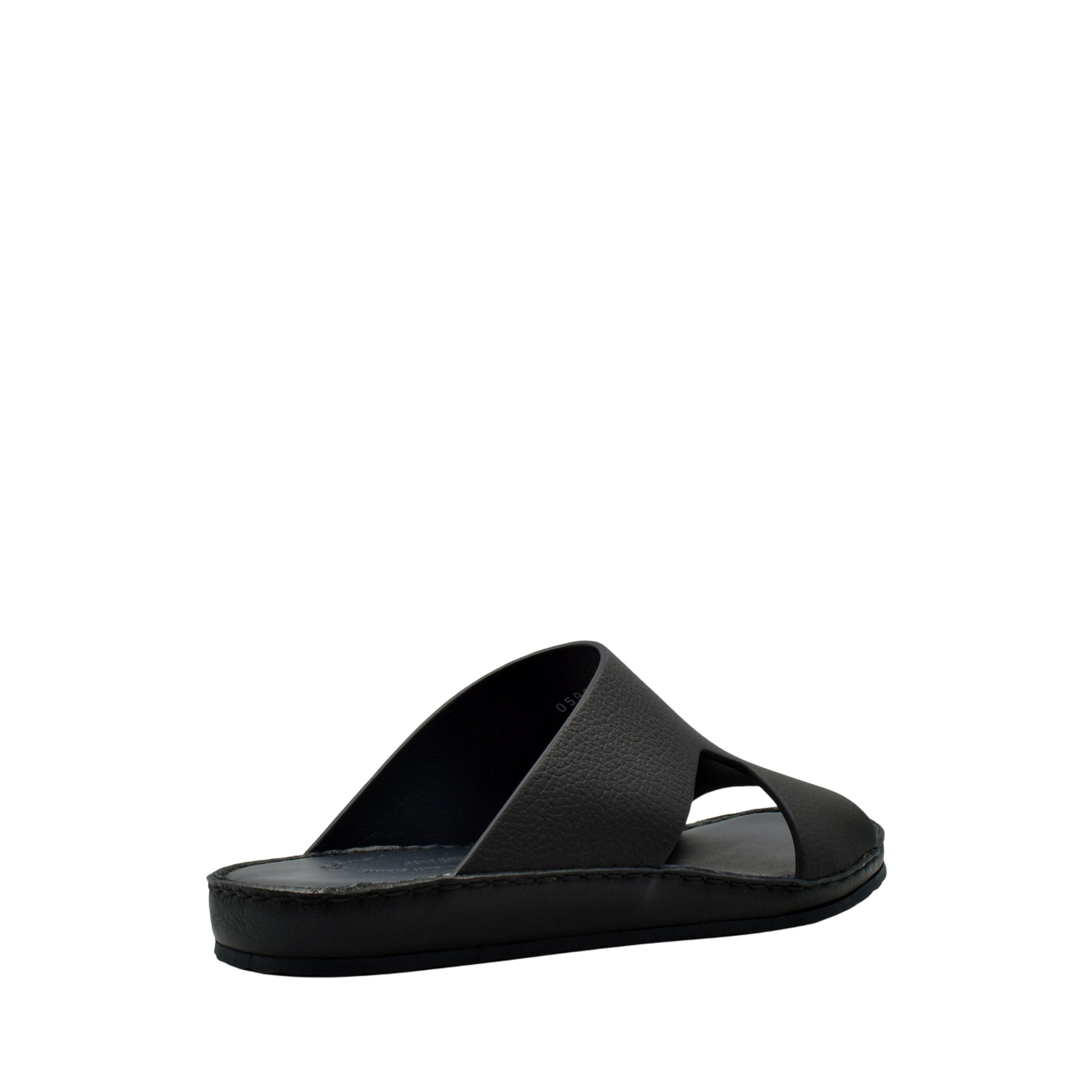 Black Western leather sandals with open toe and slip-on design from Private Collection