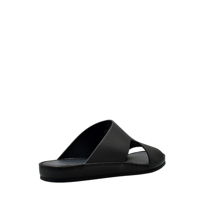 Black Western leather sandals with open toe and slip-on design from Private Collection