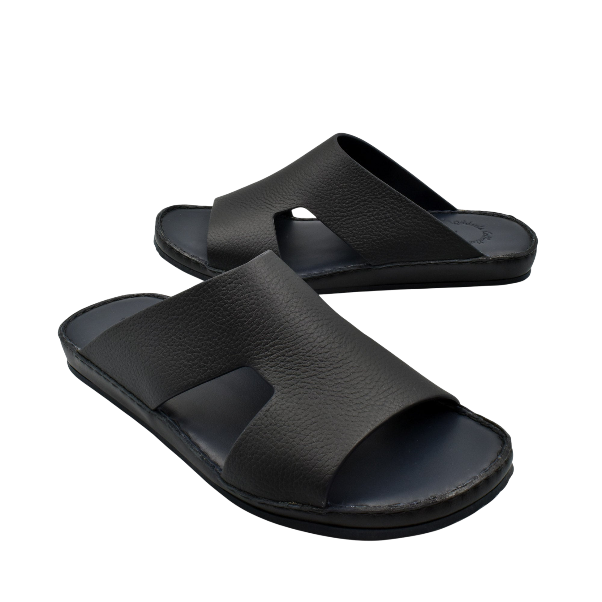 Black Western leather sandals with wide straps and cushioned sole for comfortable wear