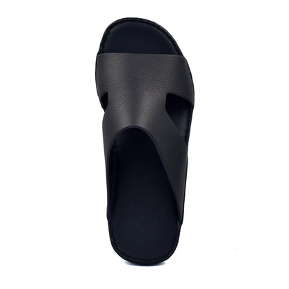 Black Private Collection Western leather sandals with wide crisscross strap design