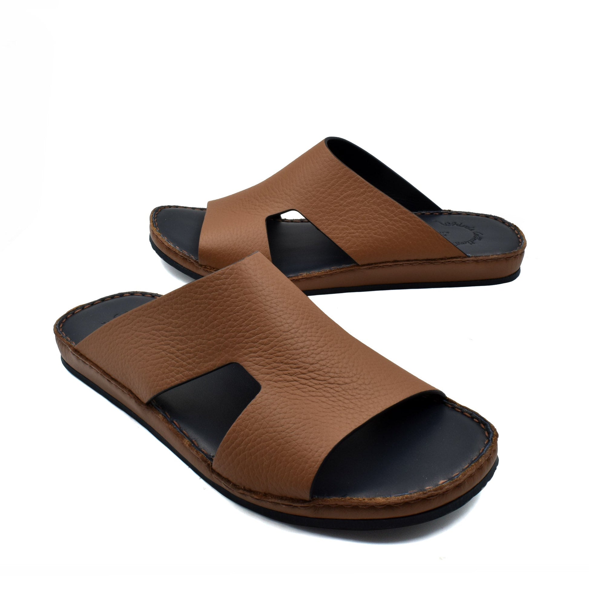 Private Collection brown Western leather sandals with open toe and cushioned black sole