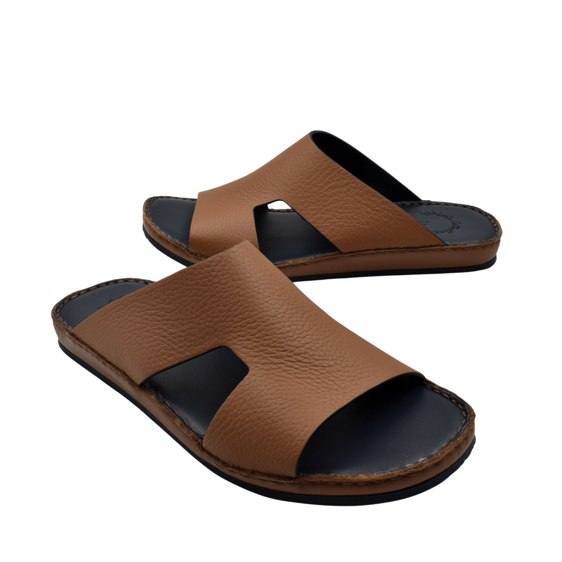 Private Collection brown Western leather sandals with open toe and cushioned black sole