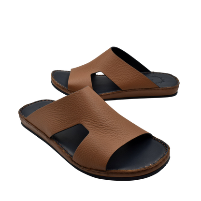Private Collection brown Western leather sandals with open toe and cushioned black sole
