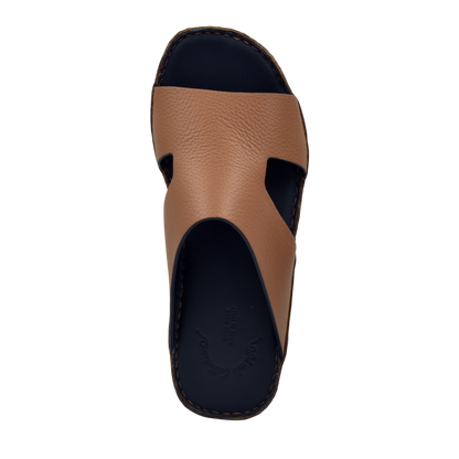 Private Collection Western leather sandals in brown with black sole and open toe design